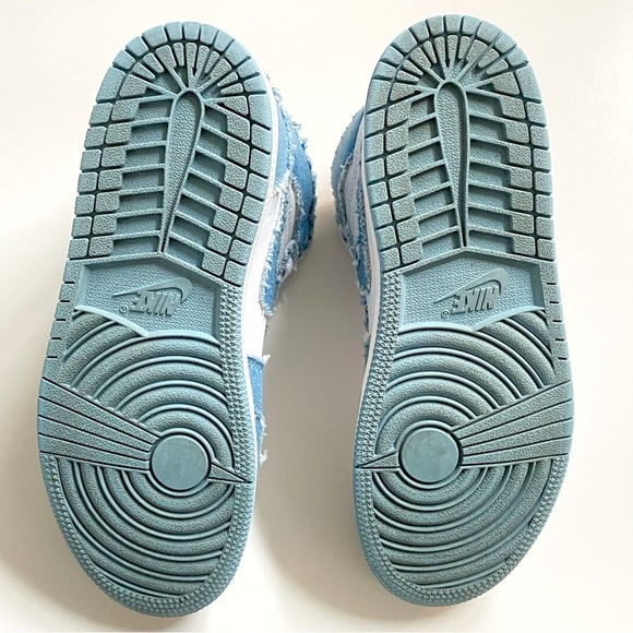 NIKE youth blue denim white leather Air Jordan 1 Retro OG high top sneakers - Picture 9 of 10